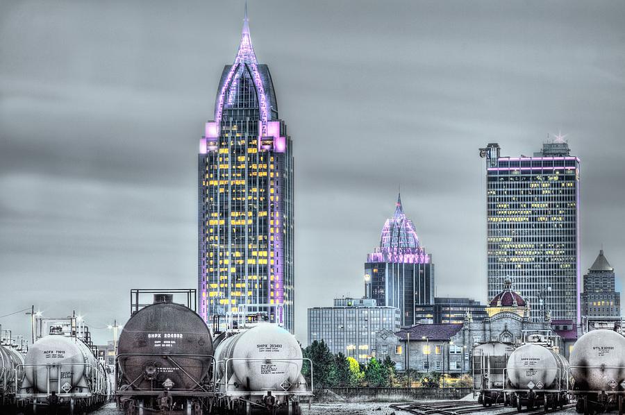 Mobile Skyline Photograph - Mobile at Night by JC Findley