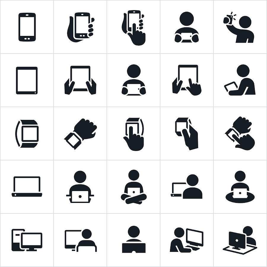 Mobile Devices and Computers Icons Drawing by Appleuzr