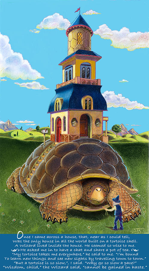The Tortoise Mobile Home With Poem Mixed Media by J L Meadows