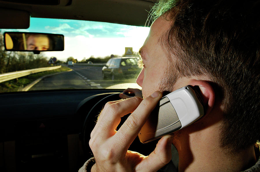Car Photograph - Mobile Phone Use by Gustoimages/science Photo Library