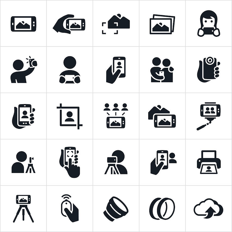 Mobile Photography Icons Drawing by Appleuzr