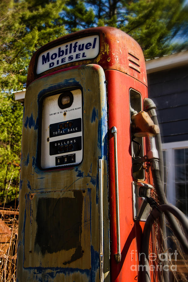 Diesel Photograph - Mobilfuel Diesel Antique Gas Pump by Brenda Giasson