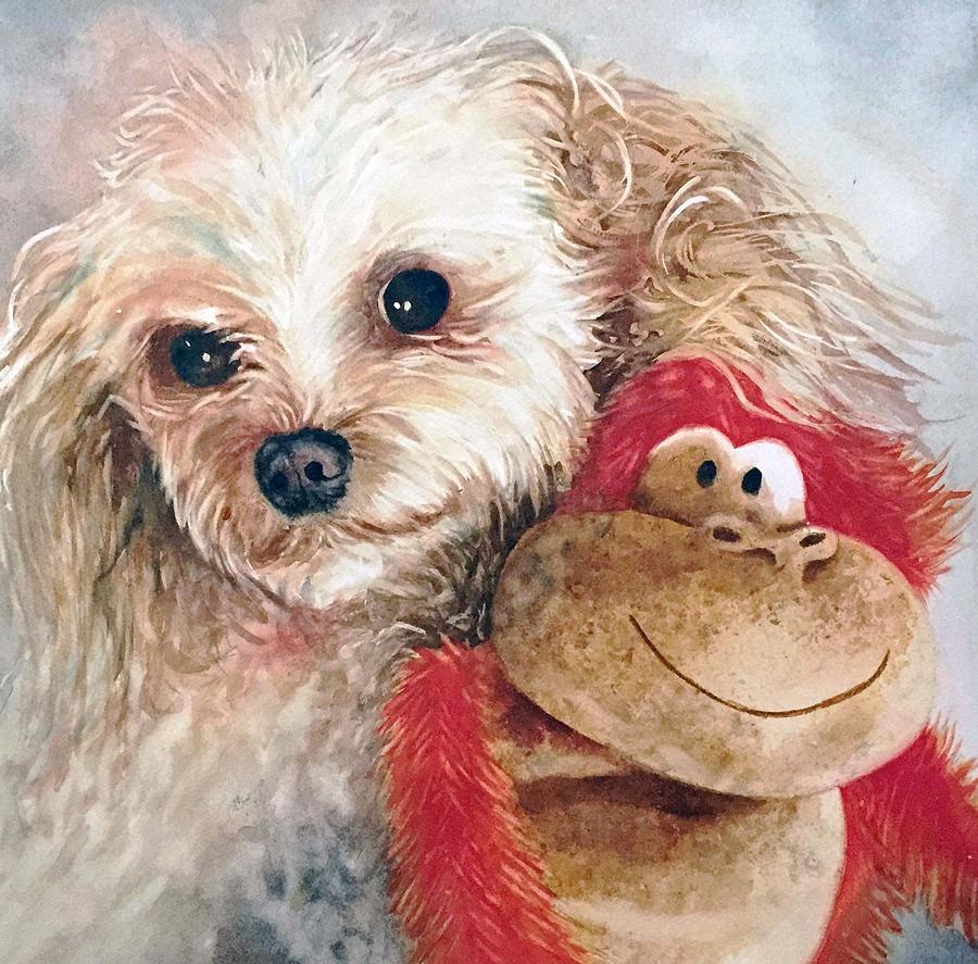 Mocha and Monkey Painting by Diane Fujimoto
