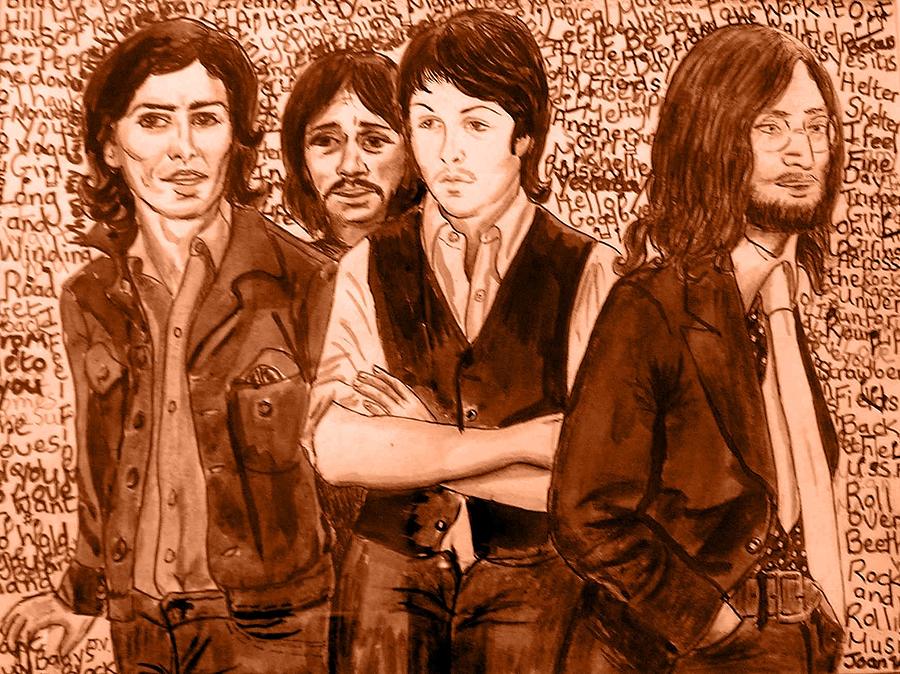Mocha Beatles Painting by Joan-Violet Stretch
