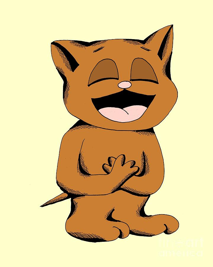 Mocha Cat Laughing Drawing by Pet Serrano