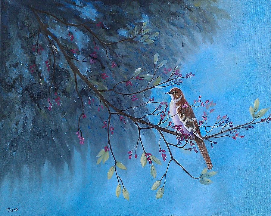 Mockingbird Happiness Painting by Suzanne Theis