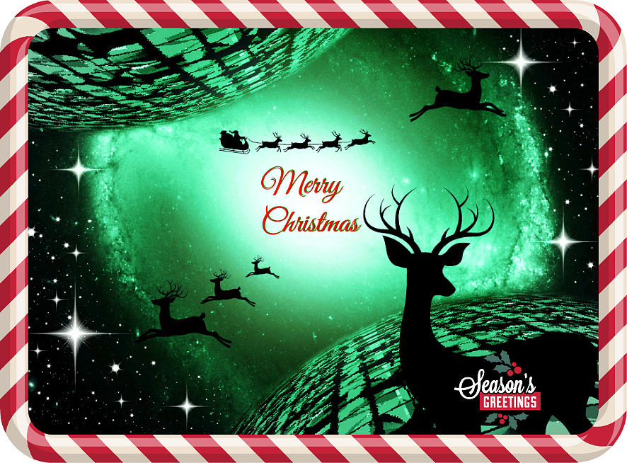 Mod Cards - Intergalactic Santa - Merry Christmas - Seasons Greetings Digital Art by Aurelio Zucco