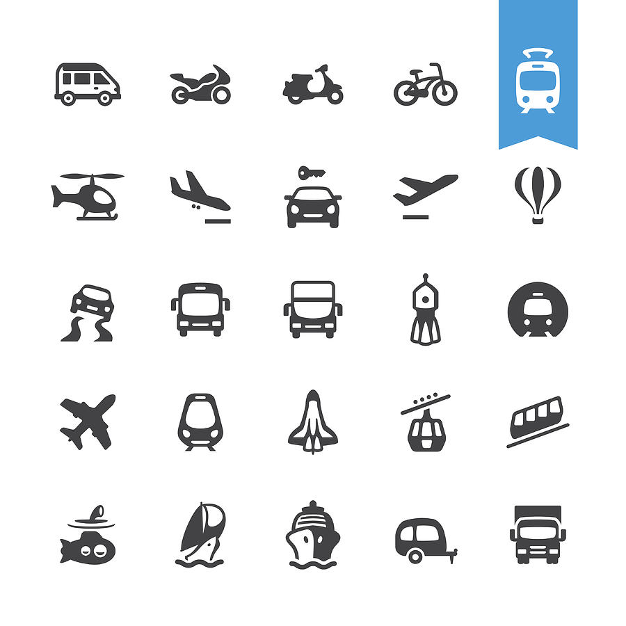 Mode of Transport related vector icons Drawing by Lushik