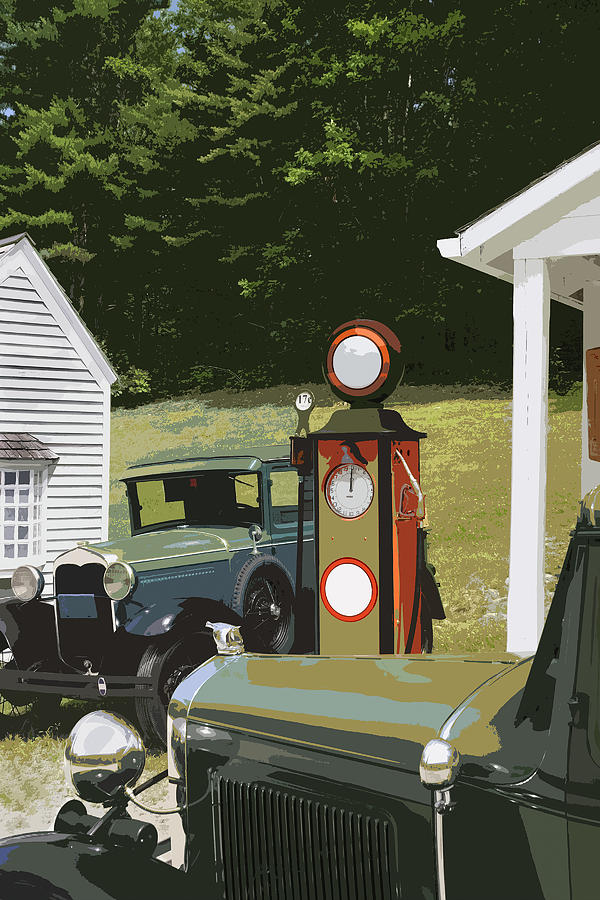 Model A Ford And Old Gas Station Illustration  Photograph by Keith Webber Jr