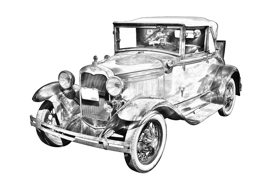 Model A Ford Roadster Antique Car Illustration Photograph by Keith ...