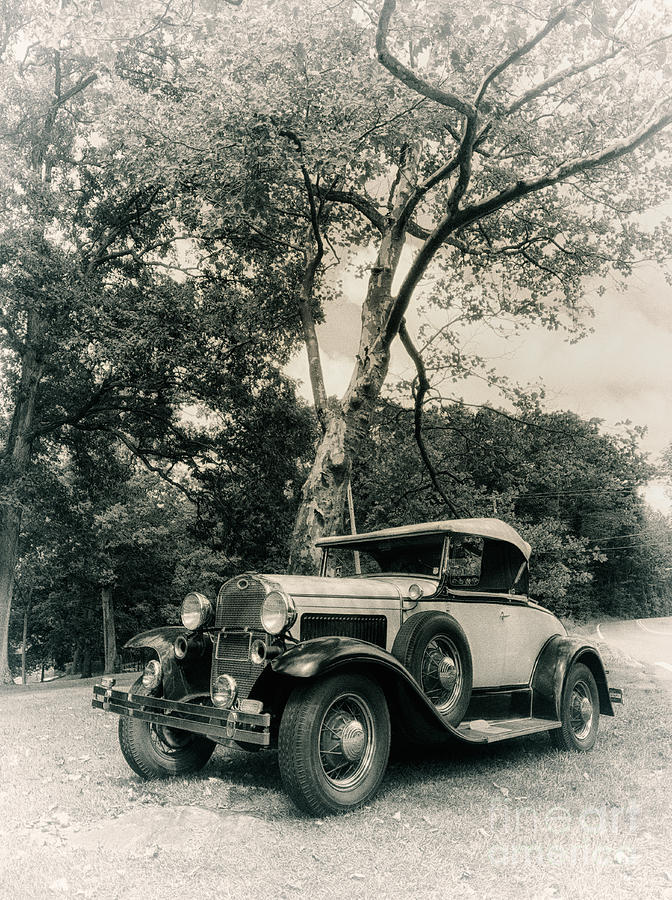 Model A Roadster - black and white version Photograph by Mark Miller