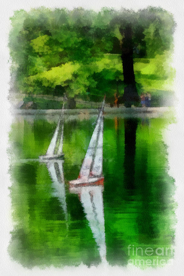 Boat Digital Art - Model Boat Basin Central Park by Amy Cicconi