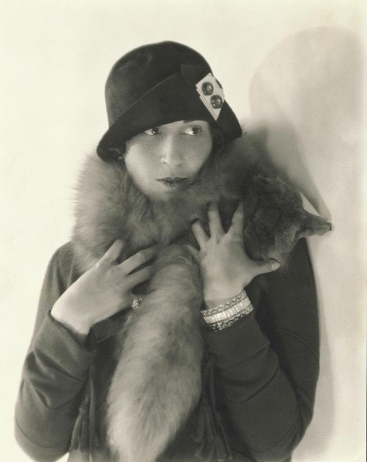 Model Halles Stiles Wearing A Agnes Hat And Fox Photograph by Edward Steichen