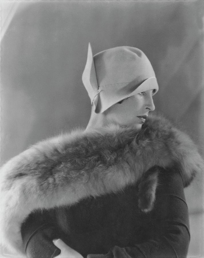 Model Halles Stiles Wearing A Cloche Hat And Fur Photograph by Edward Steichen