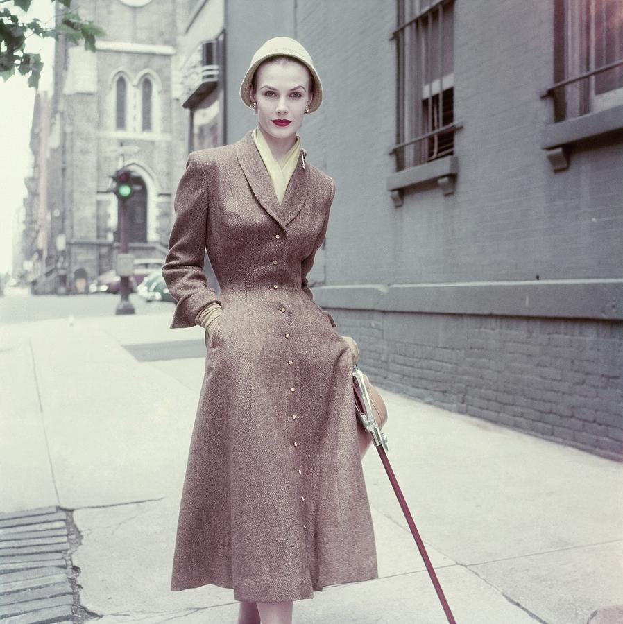 Model In A Brown Coat Dress Photograph by Frances McLaughlin-Gill