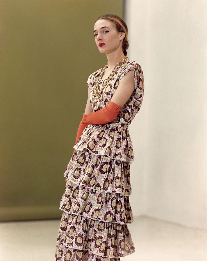 Model In A Patterned Dress By Queen Make Fashions Photograph by Frances McLaughlin-Gill
