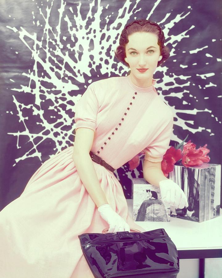 Model In A Pink Rayon Dress Photograph by Clifford Coffin; Frances McLaughlin-Gill