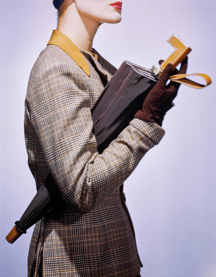 Model In A Plaid Suit Holding A Lesco Rayon Photograph by Fredrich Baker