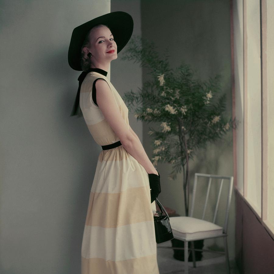 Model In A Striped Dress Photograph by Frances McLaughlin-Gill