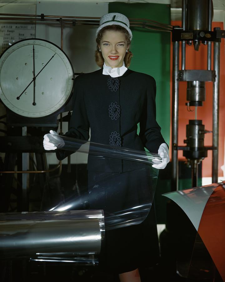 Model In A Wool Suit In Celanese Plastics Photograph by Frances McLaughlin-Gill