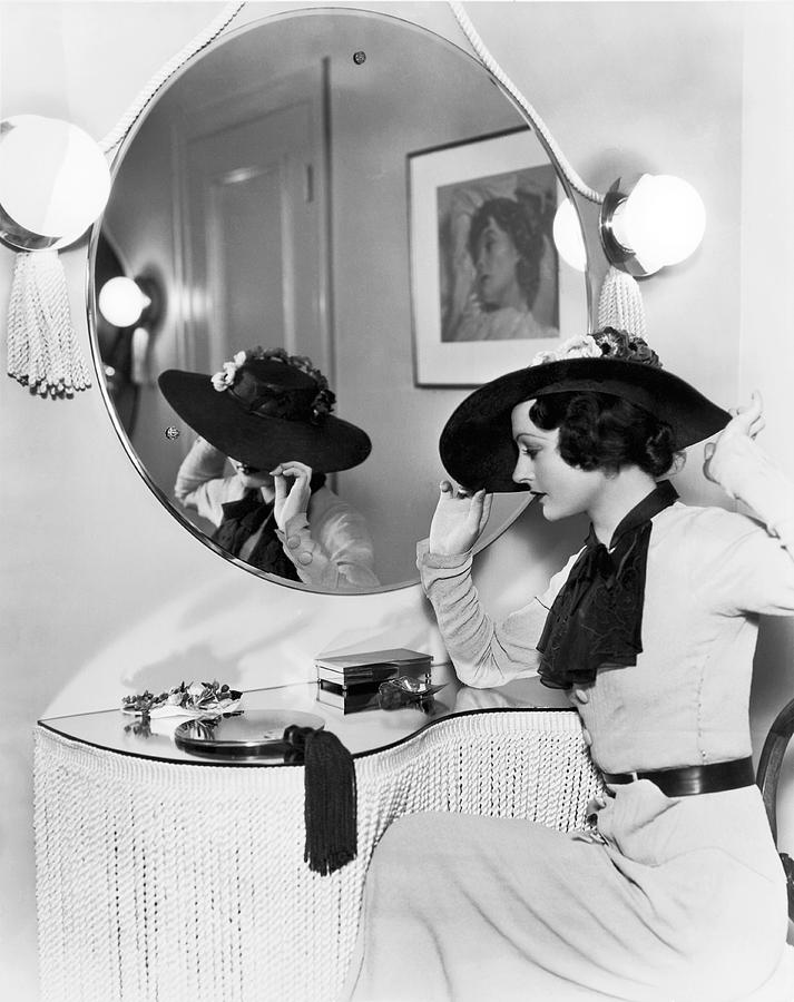 Model In Front Of A Mirror Photograph by William A Fraker