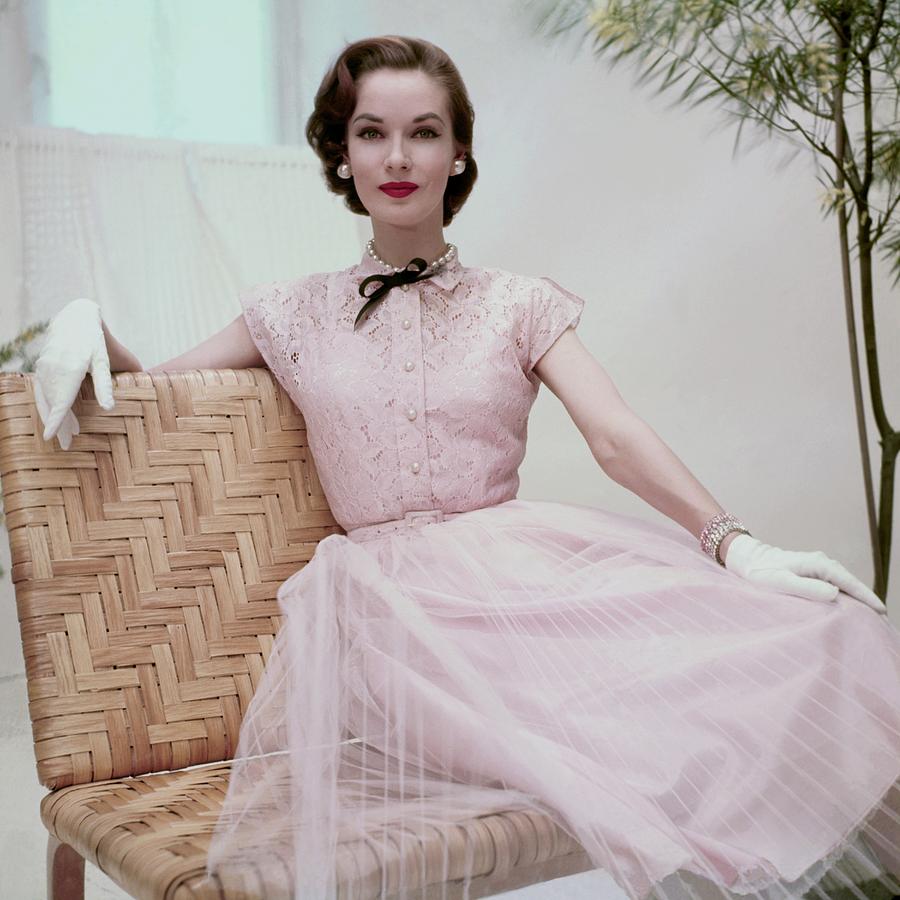 Model In Pink Lace Blouse Photograph by Frances McLaughlin-Gill