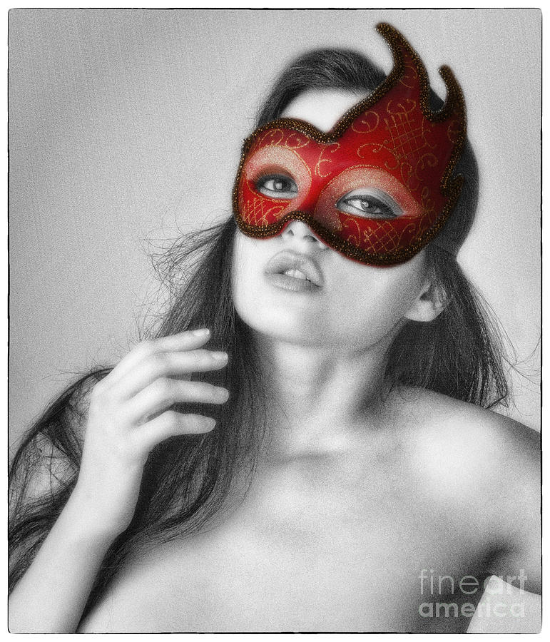 Model In Red Mask ...  Photograph by Chuck Caramella