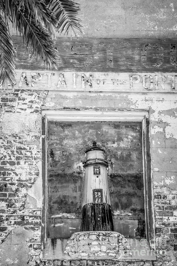 Black And White Photograph - Model Key West Lighthouse in Old Brickwork - Black and White by Ian Monk