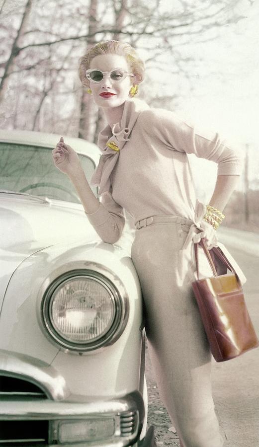 Model Leaning On A Pontiac Photograph by Richard Rutledge