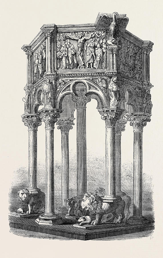 Model Of Pulpit In The Baptistery At Pisa Italy Drawing by Italian ...