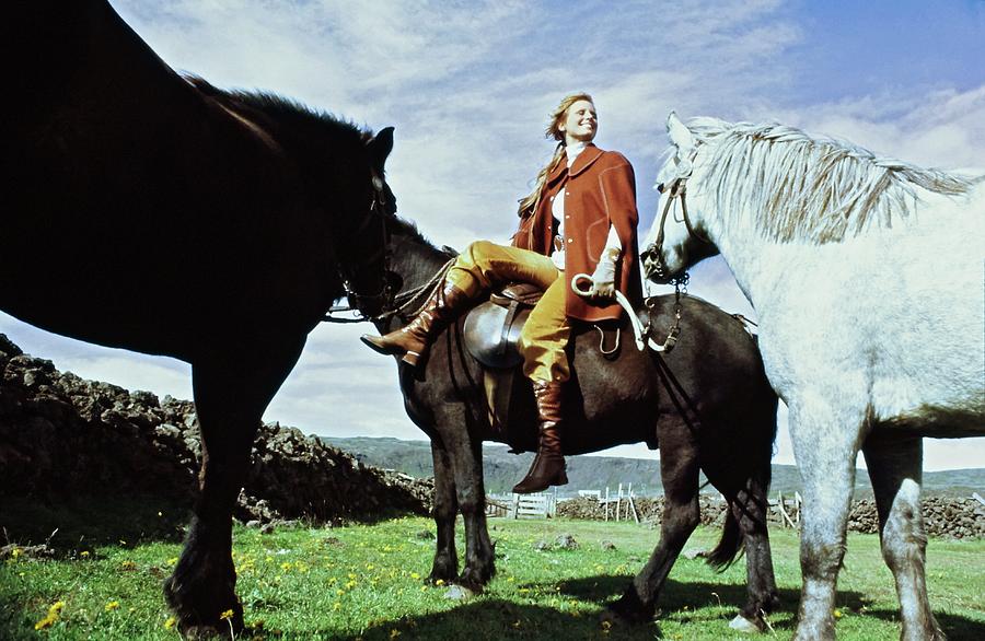 Model On Horseback In Iceland Photograph by John Cowan