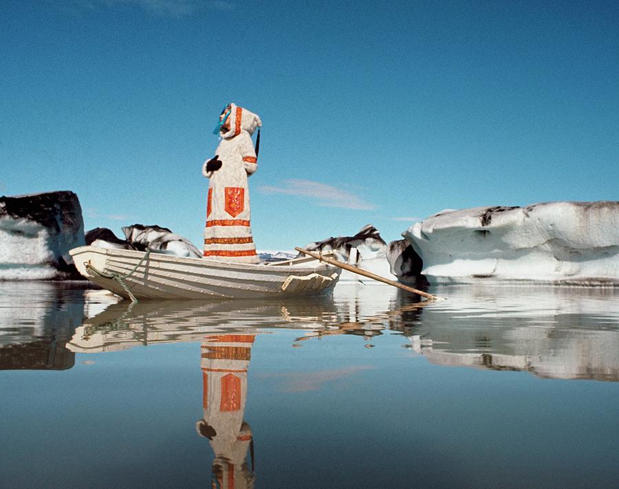 Model Standing On A Boat On The Vatnajokull Photograph by John Cowan
