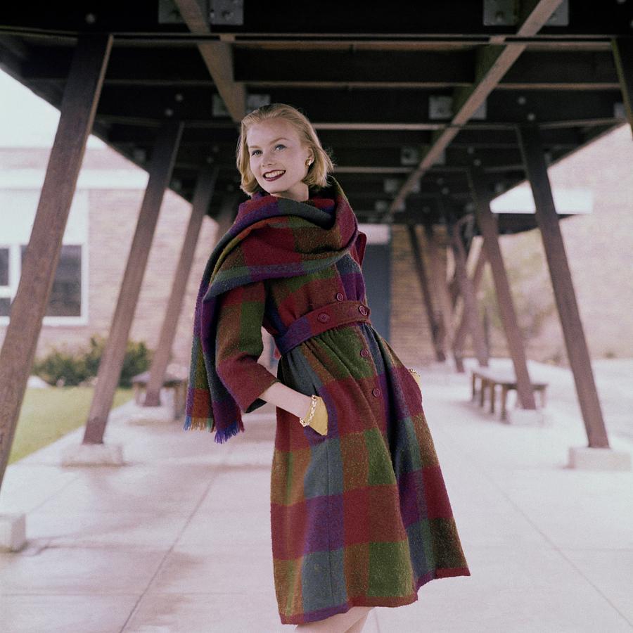 Model Standing Underneath A Breezeway In A Plaid Photograph by Frances McLaughlin-Gill