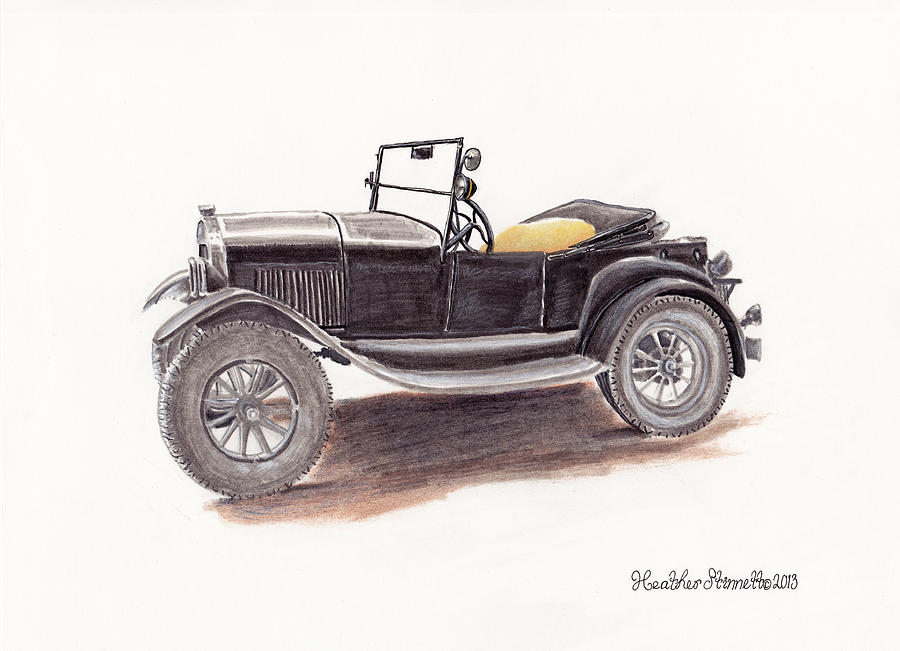 Vintage Drawing - Model T.  by Heather Stinnett