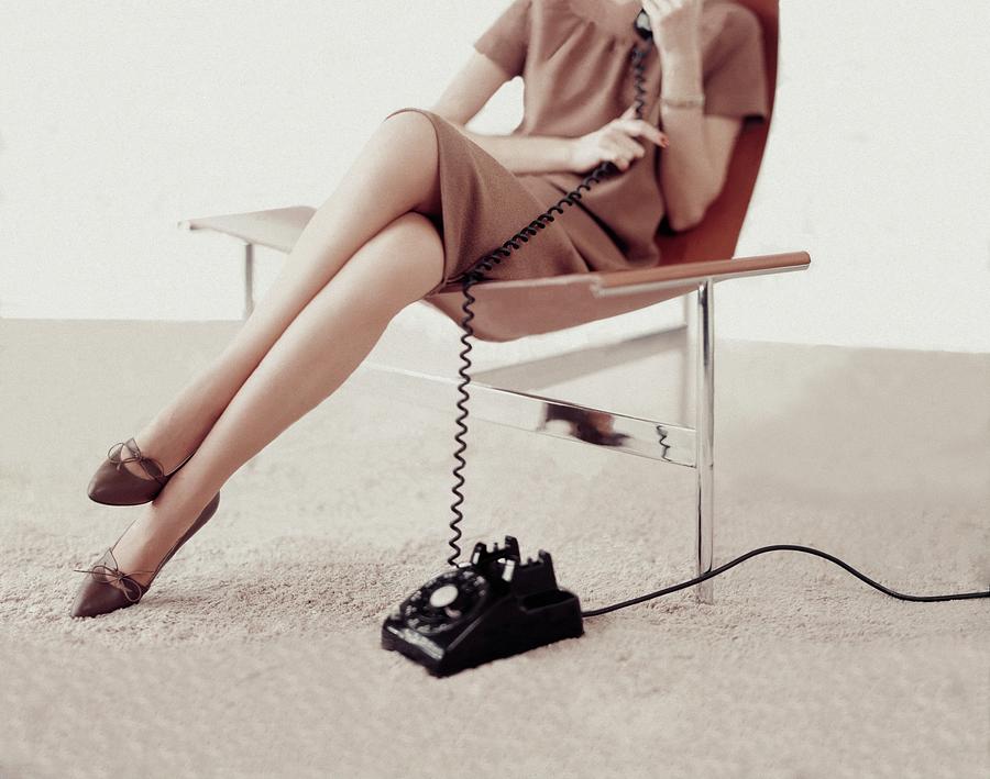 Model Talking On A Telephone Photograph by Karen Radkai Model Talking On A Telephone Photograph by Karen Radkai
