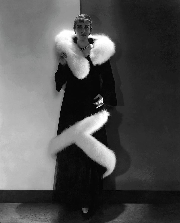 Model Wearing A Black Coat With Fur Trim Photograph by Edward Steichen