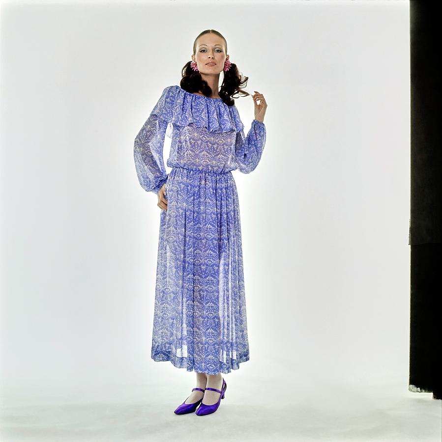 Model Wearing A Blue Chloe Dress Photograph by Arnaud de Rosnay