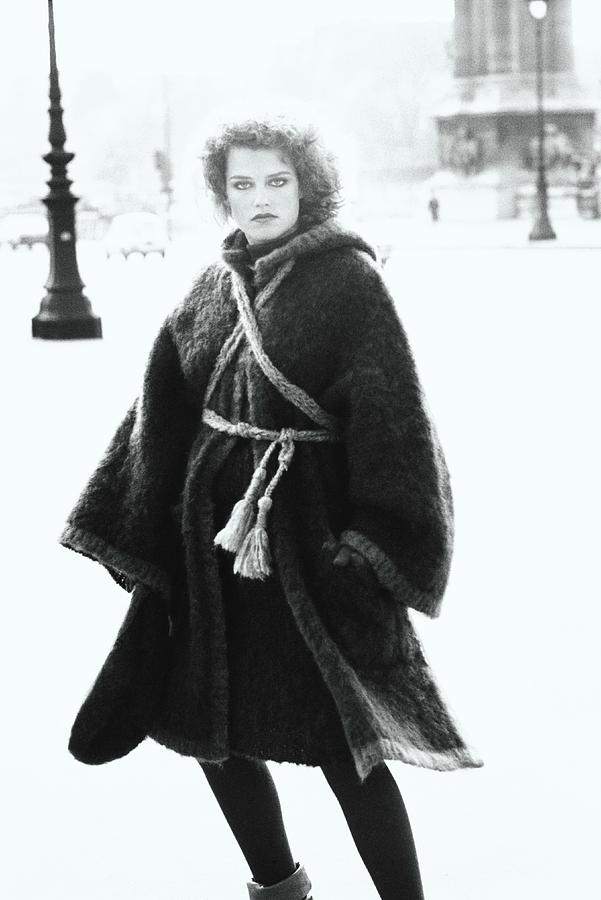 Model Wearing A Dorothee Bis Coat Photograph by Arthur Elgort