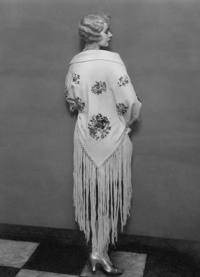 Model Wearing A Fringed Shawl Photograph by Edward Steichen