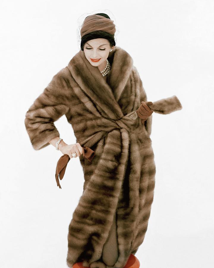 Model Wearing A Fur Coat And Hat By Lilly Dache Photograph by Henry Clarke