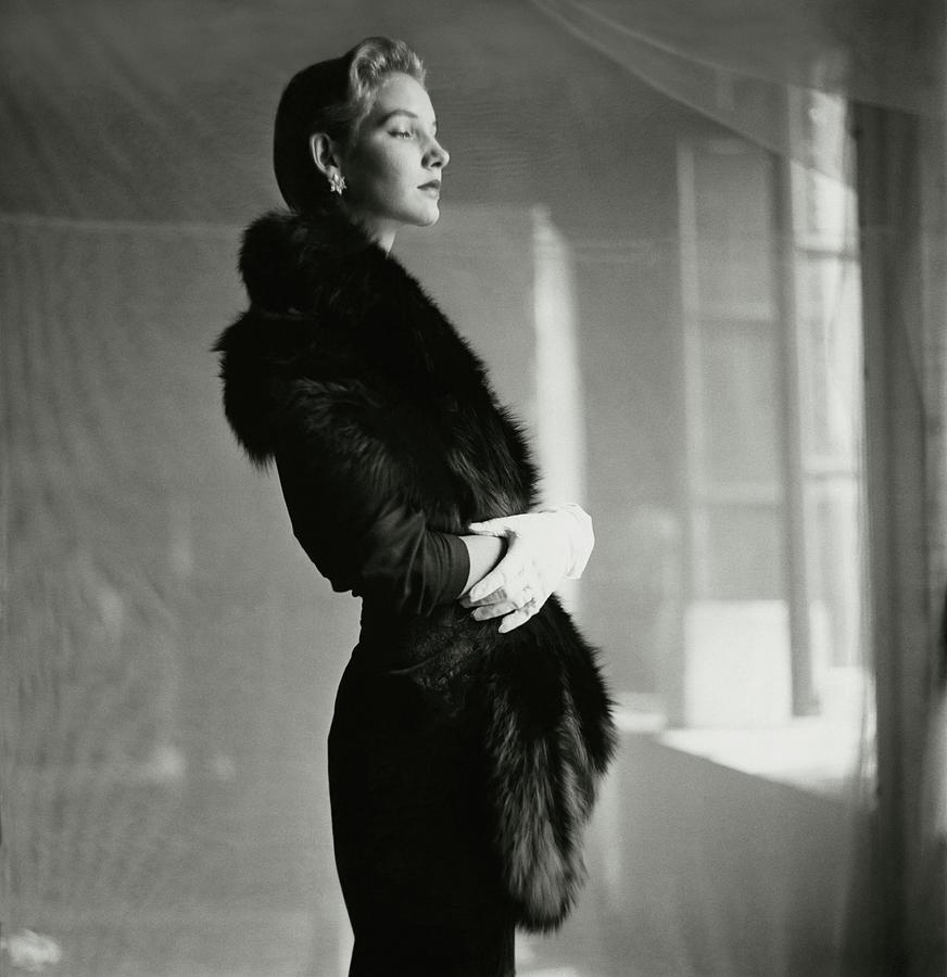 Model Wearing A Fur Stole And Gloves Photograph by Frances McLaughlin-Gill