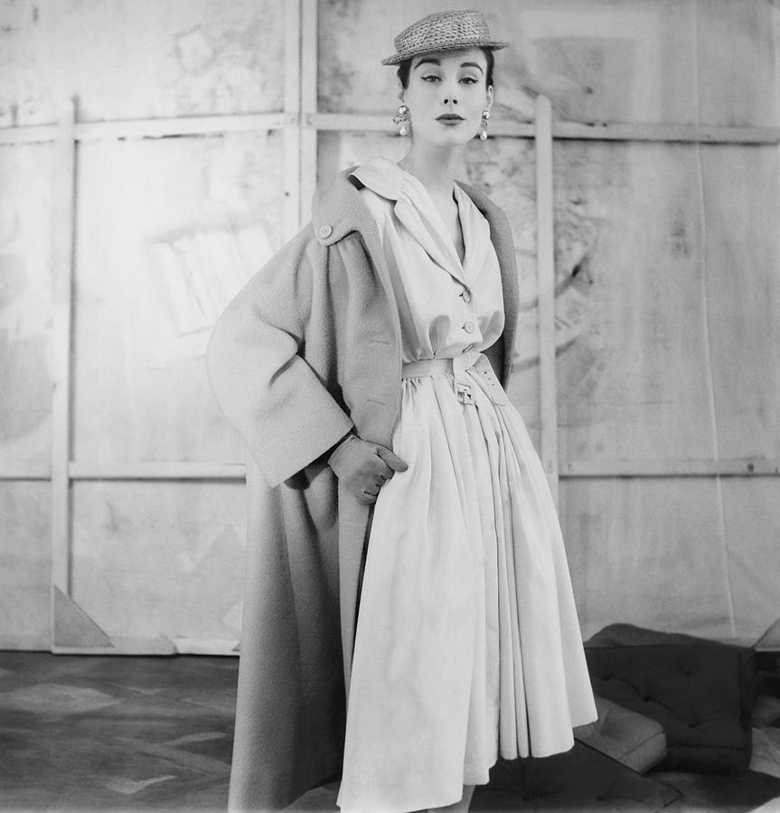 Model Wearing A Givenchy Coat Photograph by Henry Clarke