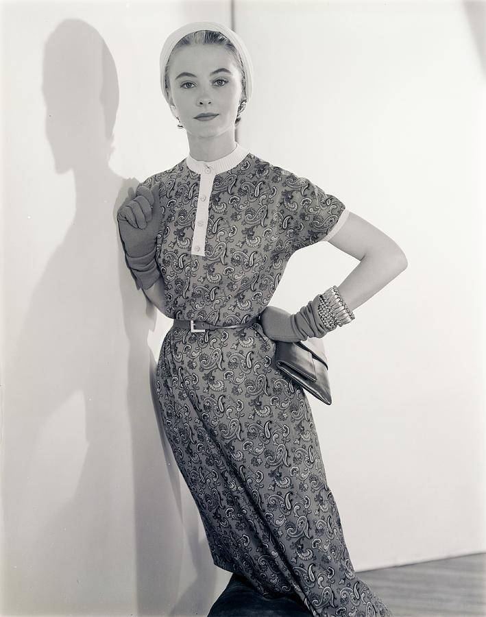 Model Wearing A Greta Plattry Dress Photograph by Horst P. Horst