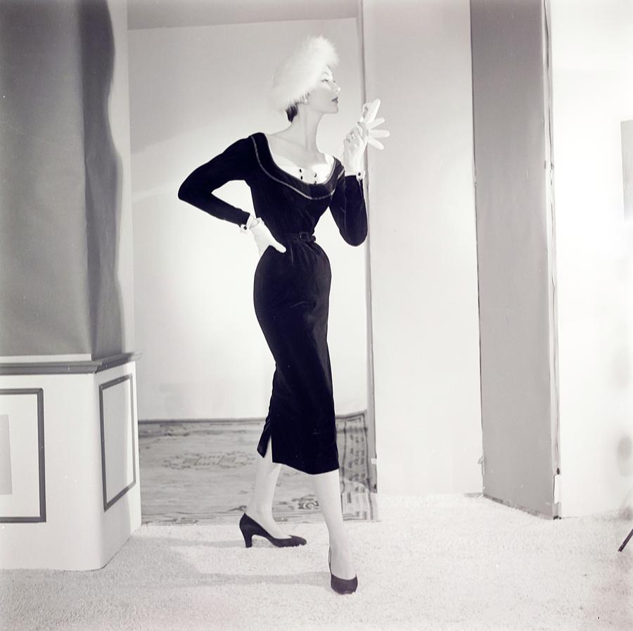 Model Wearing A Harvey Berin Dress Photograph by Horst P. Horst
