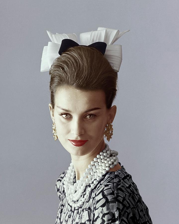 Model Wearing A Hat With A Bow Photograph by Jerry Schatzberg