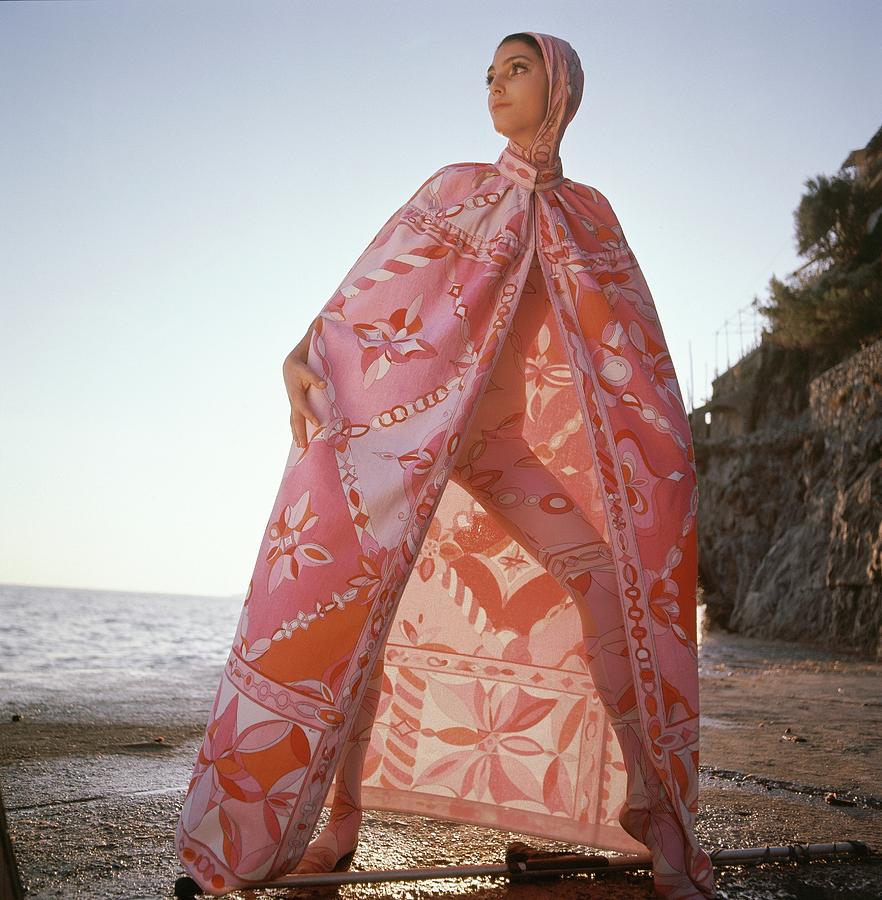 Model Wearing A Head-to-toe Leotard In Pink Silk Photograph by Henry Clarke