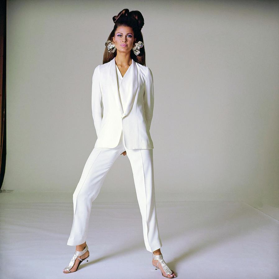 Model Wearing A Micmac Pantsuit Photograph by Bert Stern