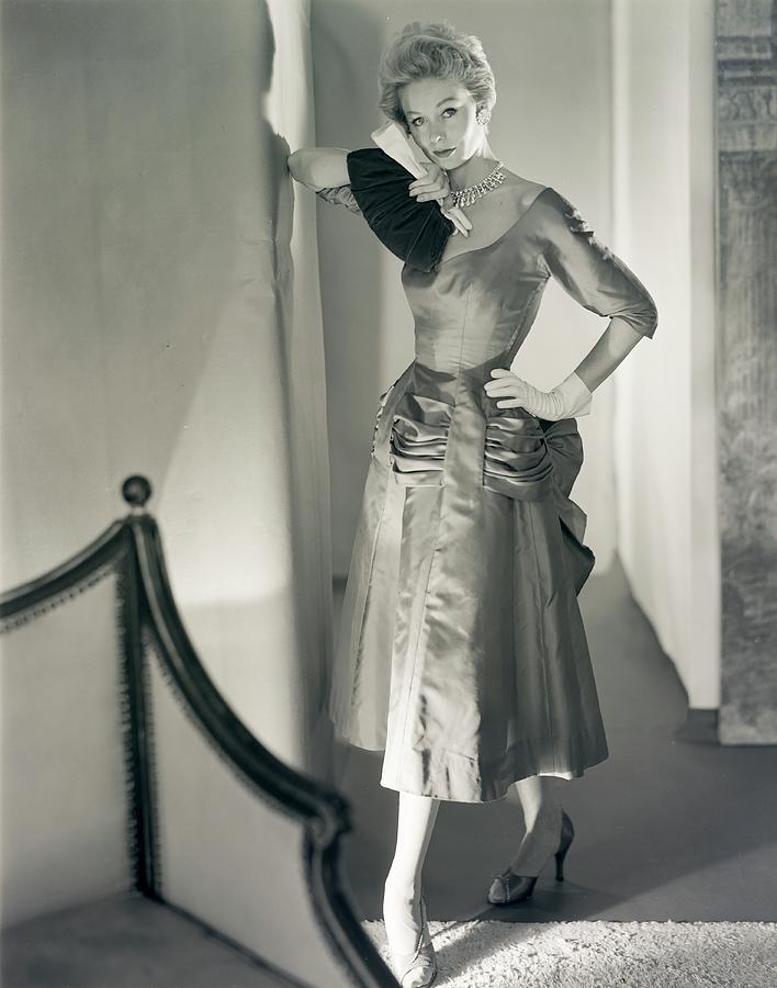 Model Wearing A Mollie Parnis Dress Photograph by Horst P. Horst