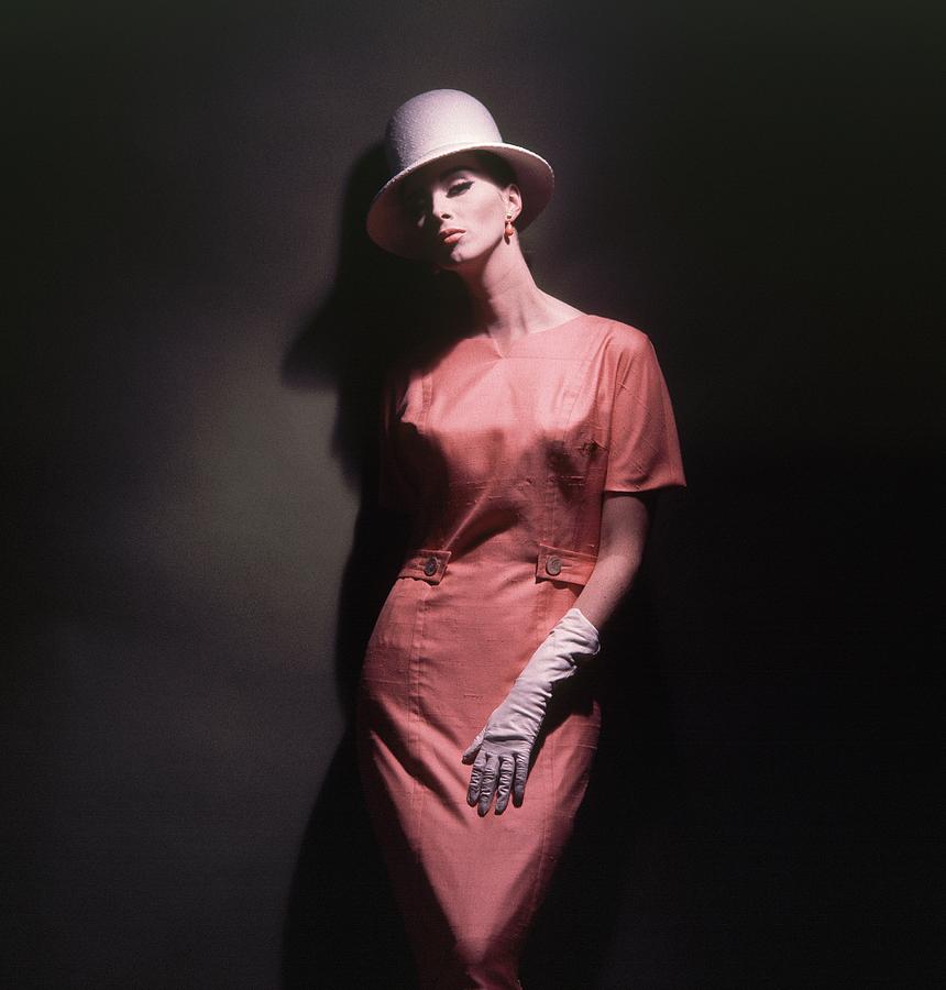 Model Wearing A Pink Dress And Hat Photograph by Horst P. Horst