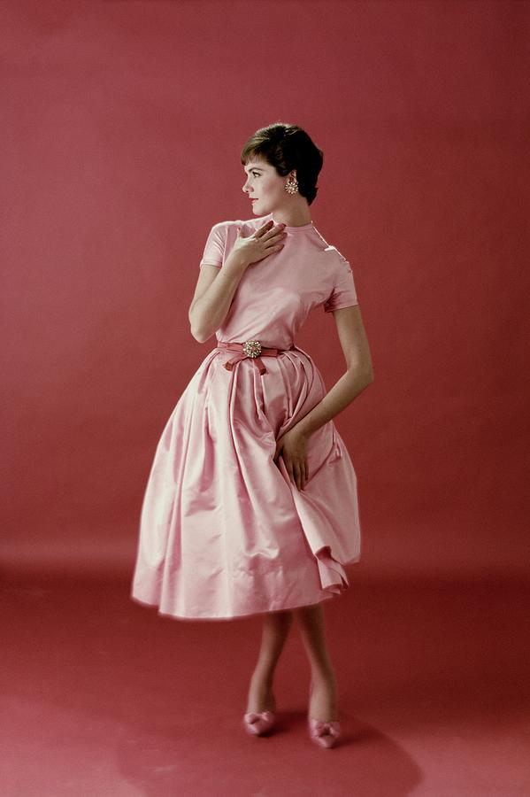 Model Wearing A Pink Satin Dress Photograph by Frances McLaughlin-Gill